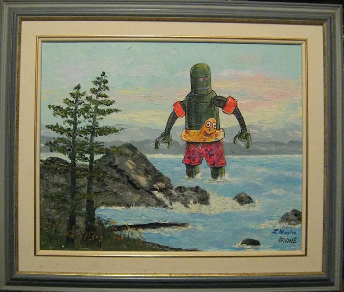 I Add Pop-Culture Characters Into Old Thrift-Store Paintings