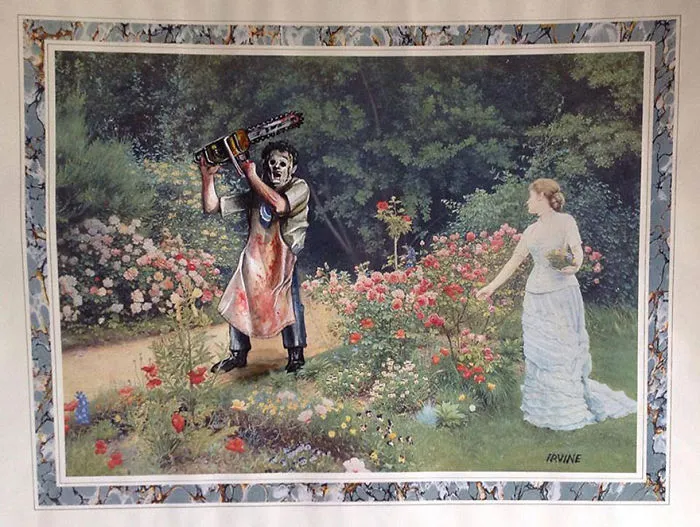 I Add Pop-Culture Characters Into Old Thrift-Store Paintings