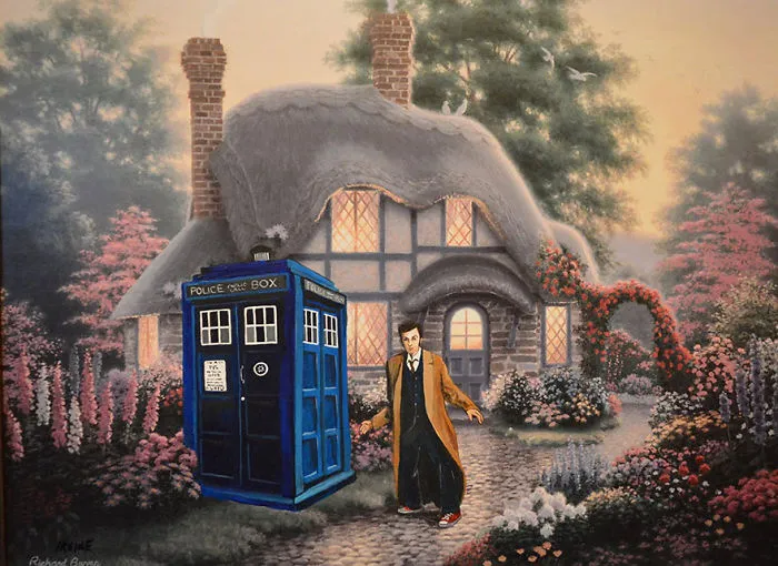 I Add Pop-Culture Characters Into Old Thrift-Store Paintings