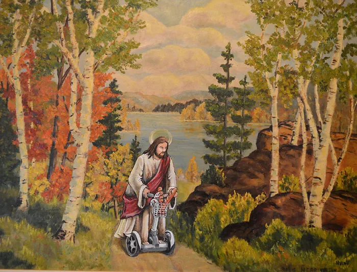 I Add Pop-Culture Characters Into Old Thrift-Store Paintings
