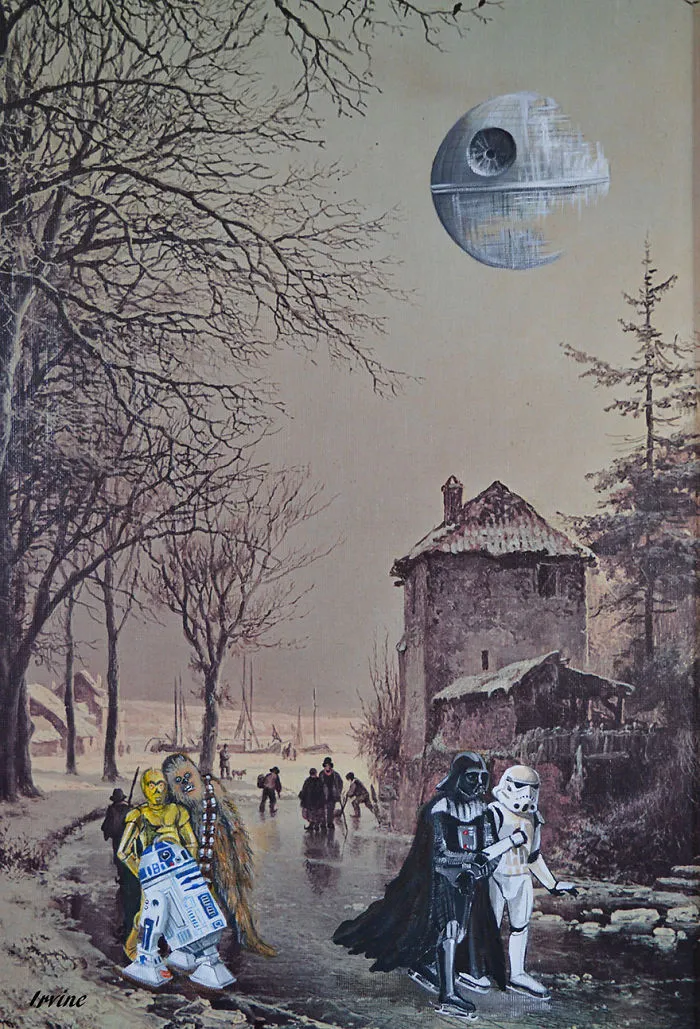 I Add Pop-Culture Characters Into Old Thrift-Store Paintings