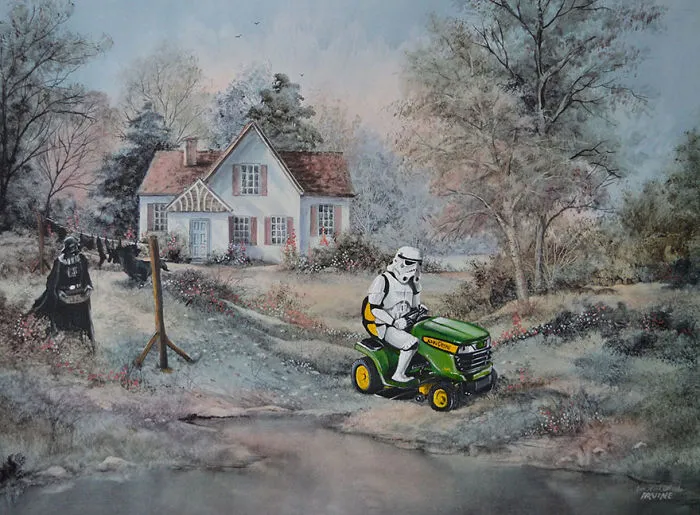 I Add Pop-Culture Characters Into Old Thrift-Store Paintings