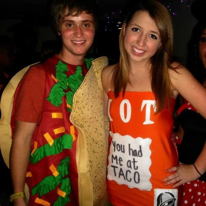 Couples taco and hot sauce creative Halloween costume ideas for a party