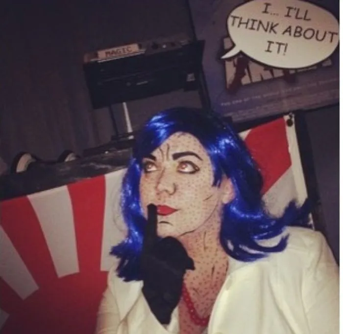 Pop art comic book girl styled for creative Halloween costume ideas