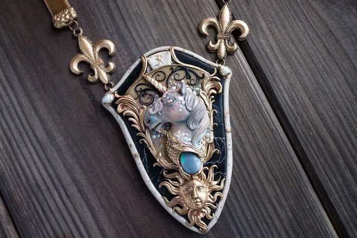 Mythical Animal Jewelry That I Make Using Various Minerals And Polymer Clay