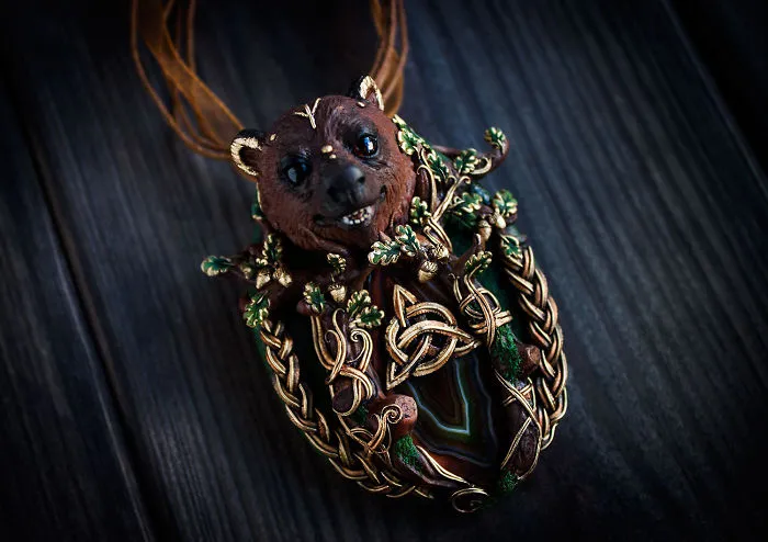 Mythical Animal Jewelry That I Make Using Various Minerals And Polymer Clay