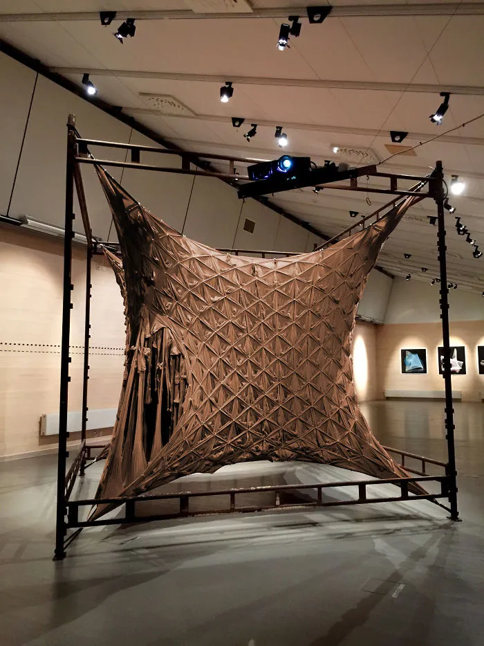 Neon Use 1800 Pairs Of Tights To Imitate The Feeling Of Walking Through Flesh In Their New Inhabitable Sculpture “skin”.