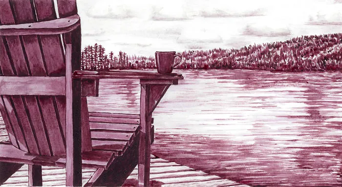Morning By The Lake. Wine: Pinot Noir, Cabernet Sauvignon