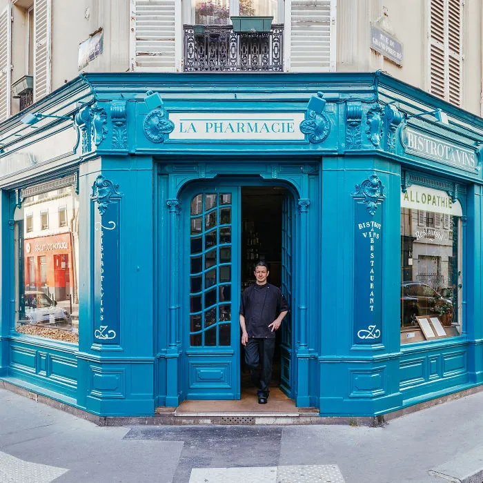 Chef Christophe Duparay In Front Of His Restaurant