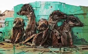 Portuguese Street Artist Makes Animal Art From Trash To Remind Humans About Pollution