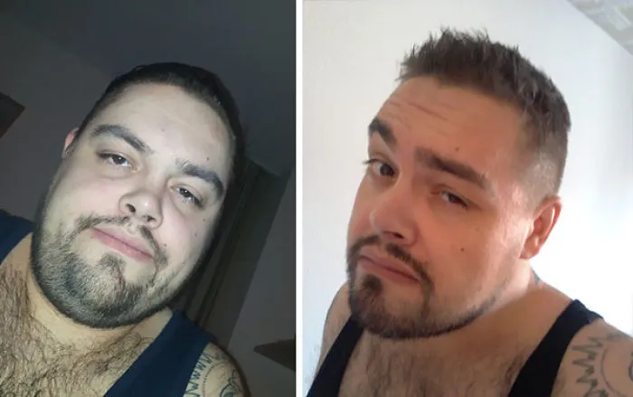 Before and after photos showing transformation after stopping drinking.
