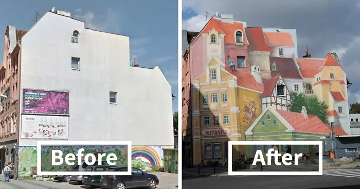 50 Incredible Before & After Street Art Transformations That'll Make You Say Wow