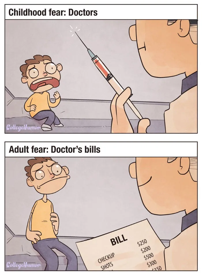 Childhood Fears VS Adult Fears (7 Pics)