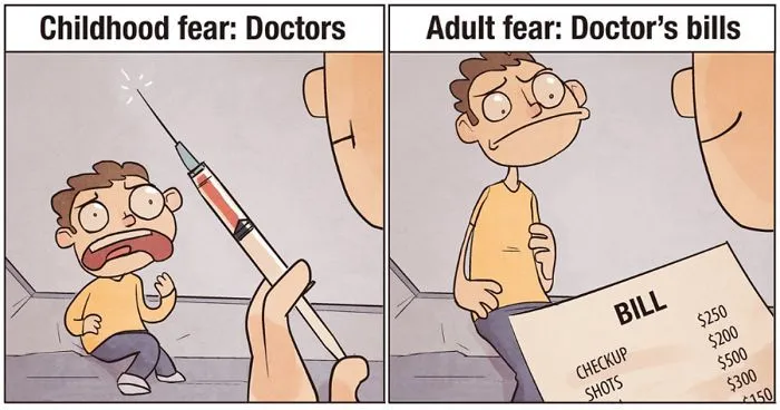 Childhood Fears VS Adult Fears (7 Pics)