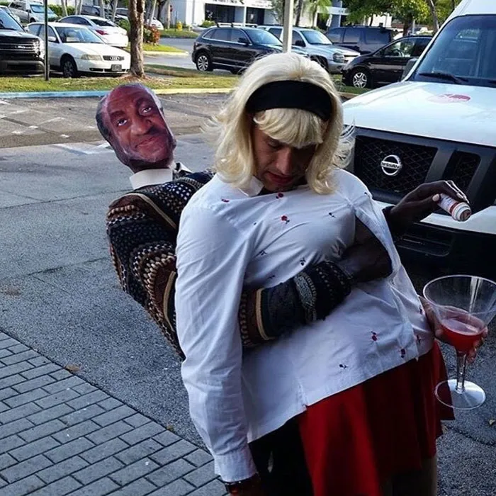Humorous Bill Cosby themed creative Halloween costume ideas for couples