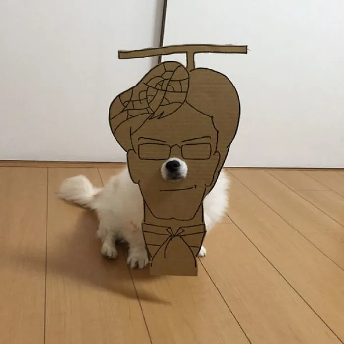Japanese Woman Creates Hilarious Cardboard Cutouts With Her Dog (59 Pics)