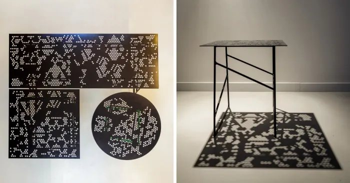 Minimalist Perforated Metal Tables