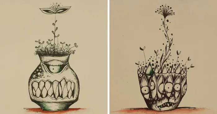 I Paint These Pots Of Plants After A Nightmare