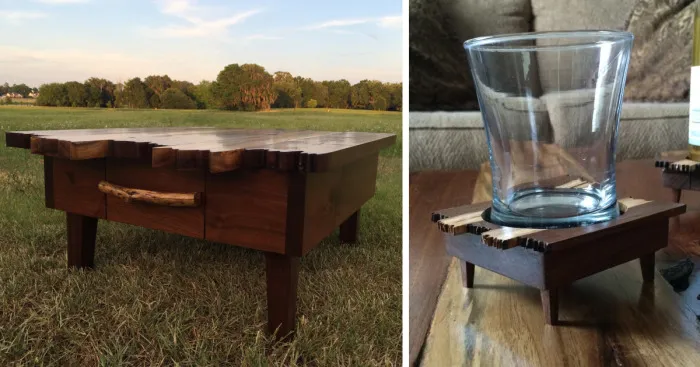 I Made My Coffee Table Coasters Look Like Actual Table