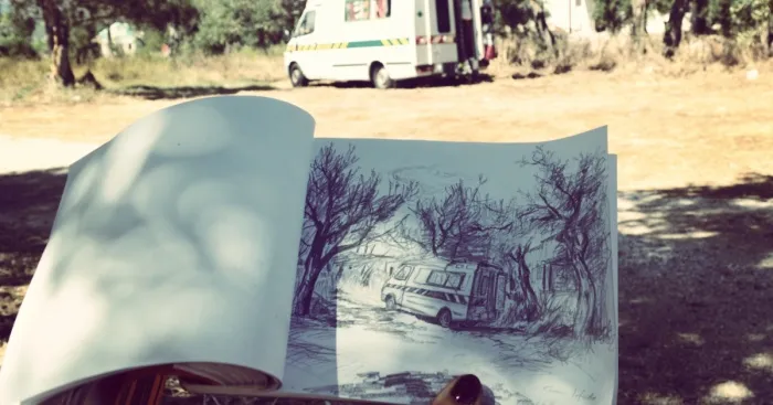 Travelling Sketchbook With Gallery On Wheels