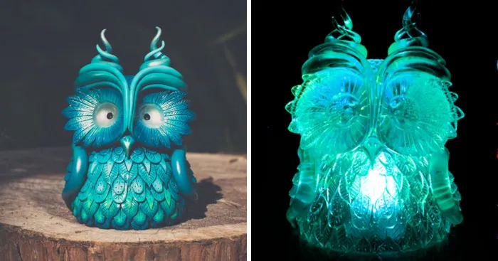I've Created The Cosmic Night Owl, A Handmade Colour-Changing Illuminated Sculpture