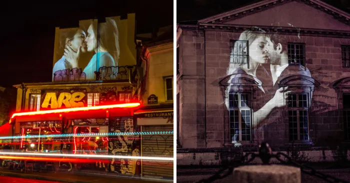 I Projected A Hundred Of Couples Kissing Onto The Walls Of Paris