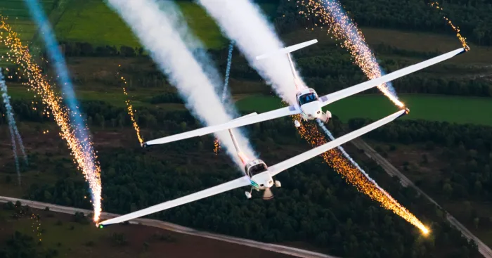 Pyros And Leds On Airplanes Make For A Stunning View