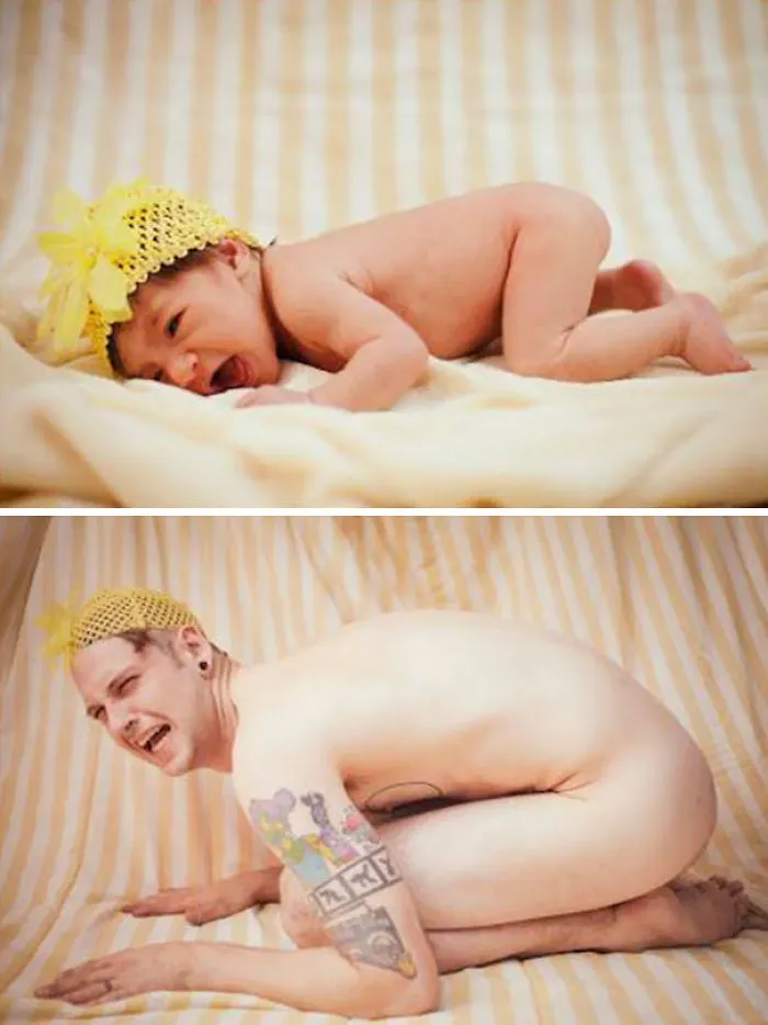 I'm Starting To See The Similarities Between My Friend And His Newborn