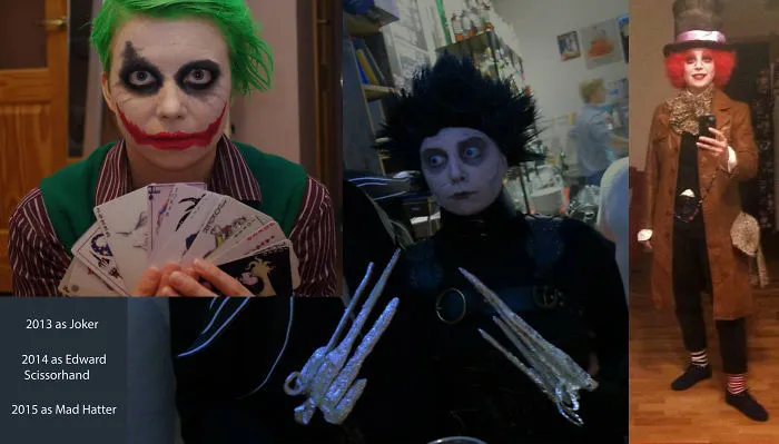 A collage showing three different movie character creative Halloween costume ideas.