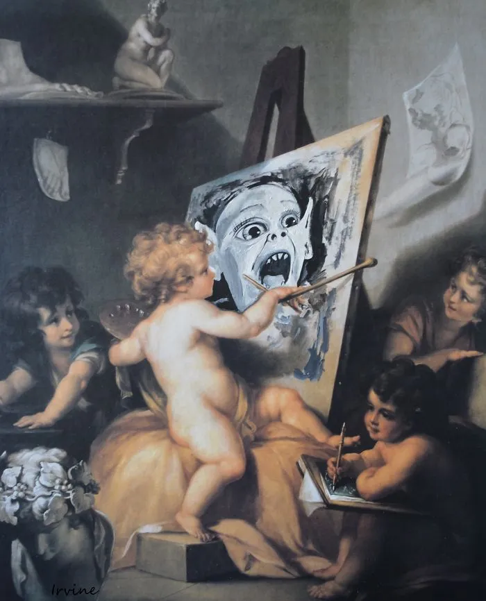I Add Pop-Culture Characters Into Old Thrift-Store Paintings