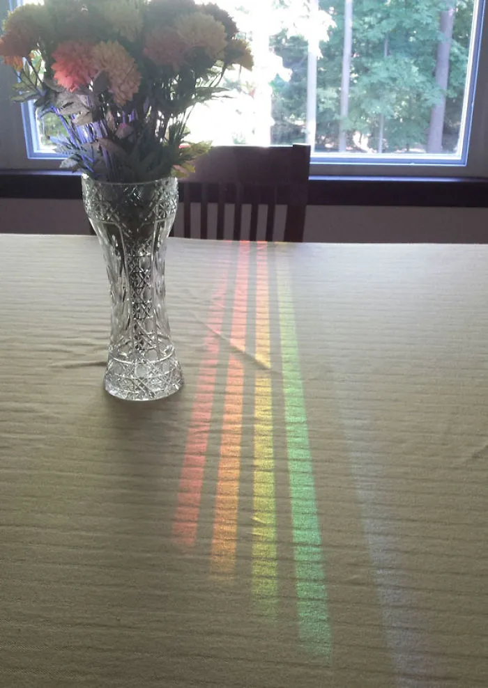This Spectrum Reflected Off The Dining Room Window Through A Chair Back