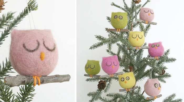 Needle Felted Owl Ornament