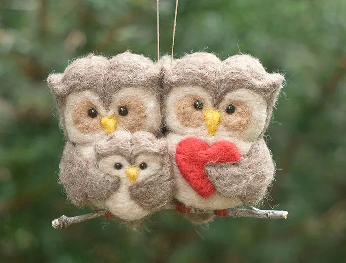 Felted Owl Family