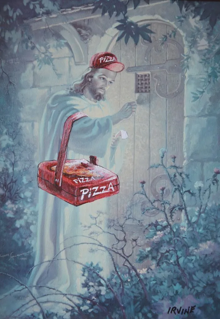 I Add Pop-Culture Characters Into Old Thrift-Store Paintings