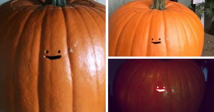This Jack-O'-Lantern's Tiny Face Is The Laziest Pumpkin Carving Ever