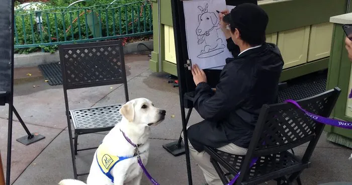 Service Dog Gets A Caricature At Disneyland, Internet Can't Handle It