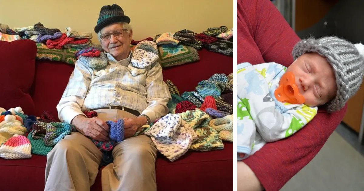 Este anciano de 86 años aprende a tejer para hacer gorritos a los bebés prematuros