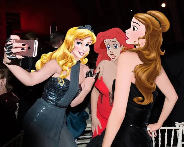 Aurora As Gigi Hadid, Ariel As  Amy Schumer & Belle As Bella Hadid