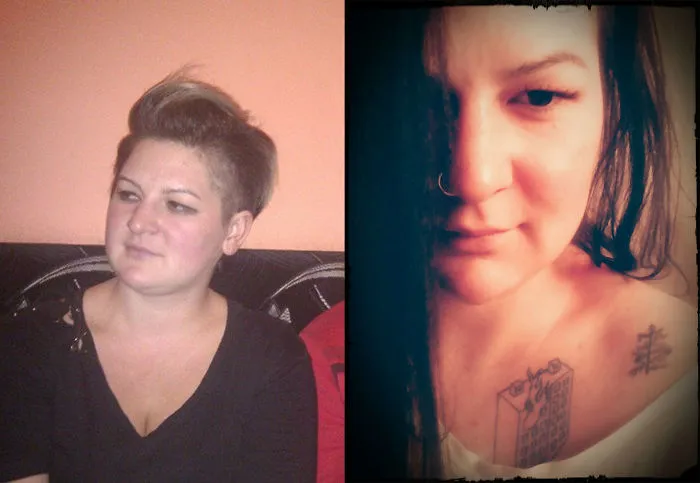 Before-and-after image showing changes when you stop drinking, featuring a person with different hairstyles and expressions.