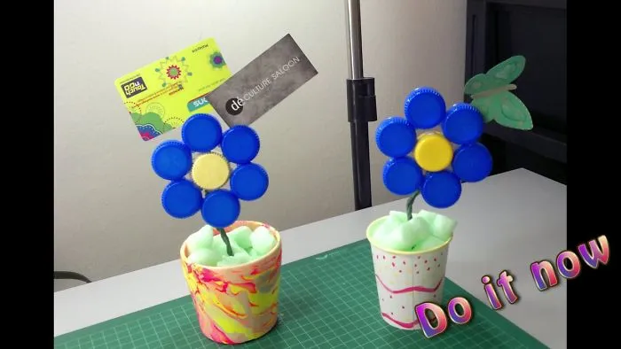 Flower Out Of Bottle Caps
