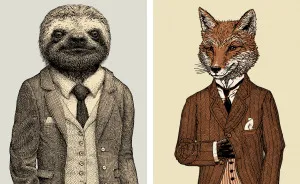 I Drew Some Dapper Animals In Vintage Clothing