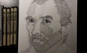 I Created A Portrait Of Van Gogh From Thousands Of Ink Dots