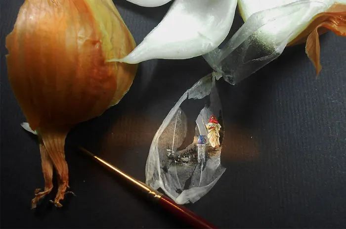 Turkish Artist Paints Unbelievably Tiny Paintings Onto Small Objects