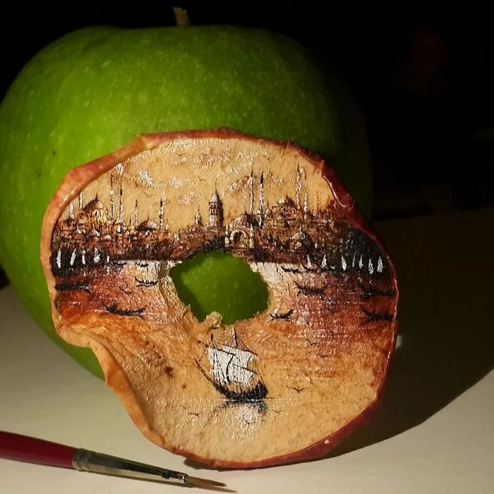 Turkish Artist Paints Unbelievably Tiny Paintings Onto Small Objects