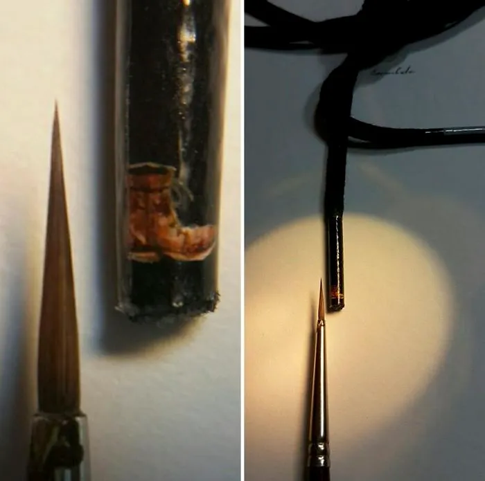 Turkish Artist Paints Unbelievably Tiny Paintings Onto Small Objects