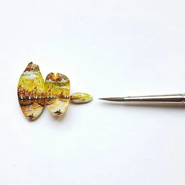 Turkish Artist Paints Unbelievably Tiny Paintings Onto Small Objects