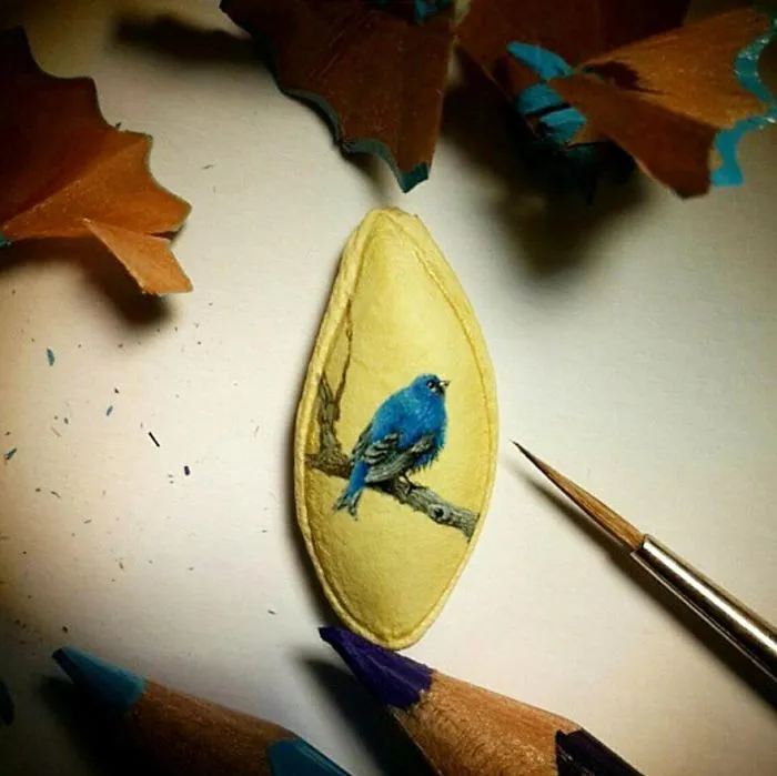 Turkish Artist Paints Unbelievably Tiny Paintings Onto Small Objects