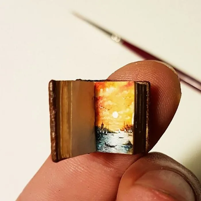 Turkish Artist Paints Unbelievably Tiny Paintings Onto Small Objects