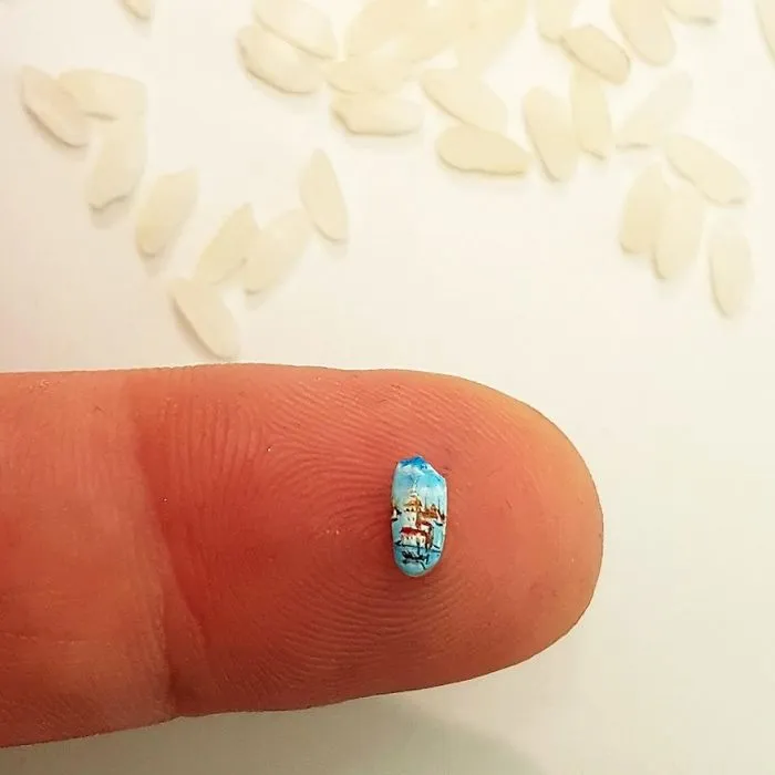 Turkish Artist Paints Unbelievably Tiny Paintings Onto Small Objects
