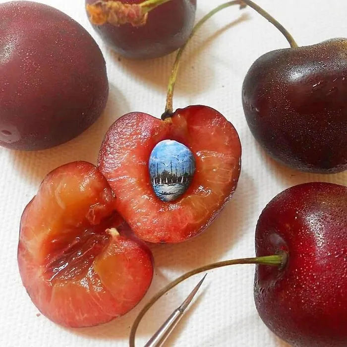 Turkish Artist Paints Unbelievably Tiny Paintings Onto Small Objects